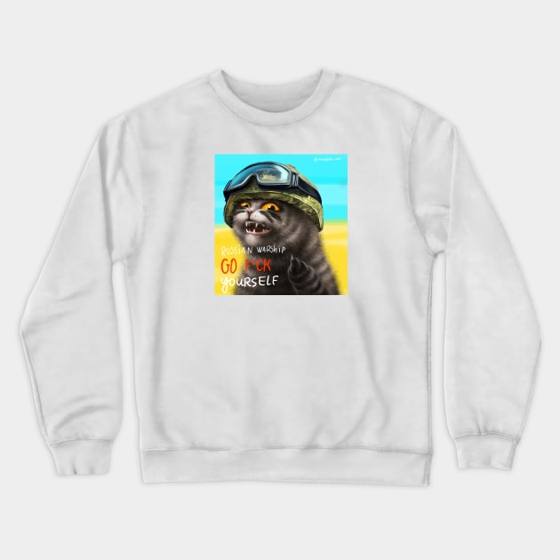 Ukrainian cat warrior Crewneck Sweatshirt by Marysha_art